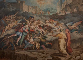 Dante en Vergilius in de tweede cirkel van de hel