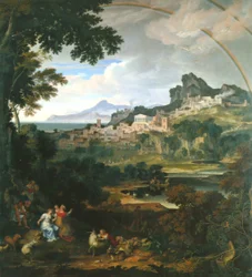 Duits: Heldenlandschap met regenboog Heldenlandschap met regenboog