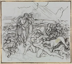 Vergilius kalmeert Cerberus (Dante
