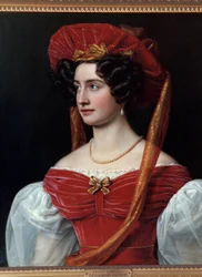 Portret van vrouw met rode hoed