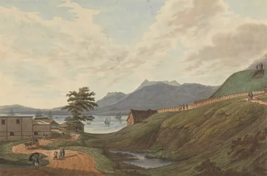 Soongey Lamou Heuvels Fort Marlborough, Benkulen, Sumatra, 1799