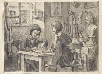 De Schaakspelers in het Beeldhouwersatelier