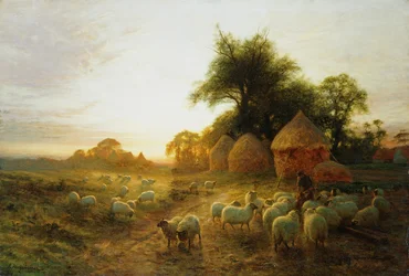 Gele zonsondergang stervend in het westen