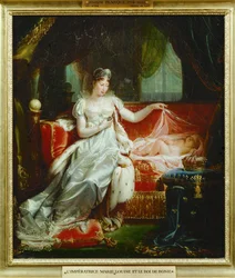 Keizerin Marie Louise en haar zoon, de koning van Rome (schilderij op doek)