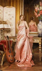 Een Elegante Dame in een Interieur