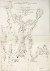 Een kaart van de haven van Rhode Island en Narraganset Bay