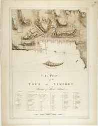 Een plan van de stad Newport in de provincie Rhode Island