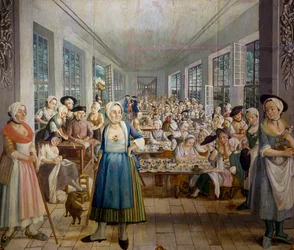 Wetter Brothers textielfabriek in Orange, Provence in 1764, stofdrukafdeling, door Joseph Maria Gabriel Rossetti, Frankrijk