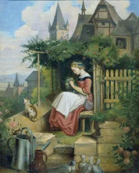 Meisje in de huis tuin