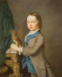 Een portret van een jongen met een huisdier eekhoorn, 18e eeuw