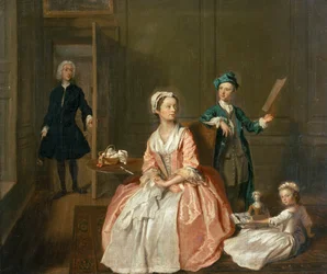 Gesprekstuk, waarschijnlijk van de familie van de kunstenaar, ca. 1732-5