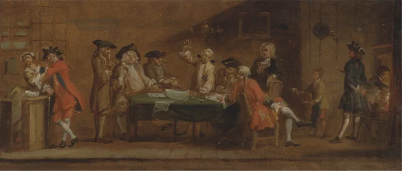 Figuren in een taverne of koffiehuis