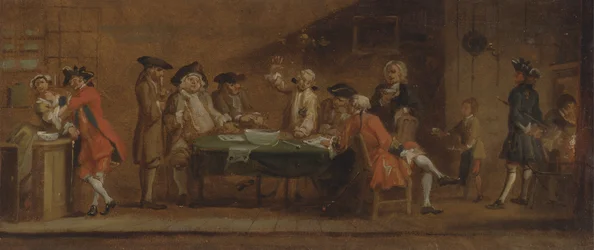 Figuren in een taverne of koffiehuis