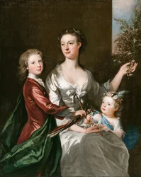 De vrouw van de kunstenaar Susanna, zoon Anthony en dochter Susanna