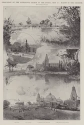 Inwijding van het Alexandra Palace voor het publiek, 18 mei, scènes in de tuinen