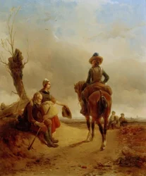 Landschap met barokke ruiterscène