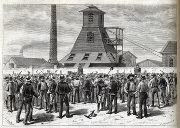 Staking in de Anzin-mijnen (Pas-de-Calais) in 1884 - Greves aux mines d