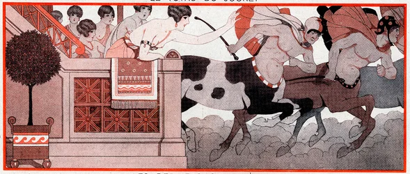 Wat was, in de Olympische periode, Le Prix de Diane - De Laatste Honderd Meter - illustratie uit la Vie Parisienne, 1927