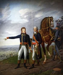 Generaal Bonaparte en zijn stafchef Generaal Louis Alexandre Berthier bij de Slag bij Marengo op 14 juni 1800