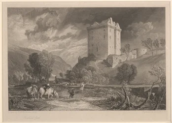 Borthwick Castle (Provincial Antiquities and Picturesque Scenery of Scotland), gegraveerd door Henry Le Keux