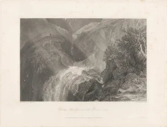 Kettingbrug over de rivier Tees, 1838