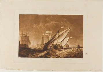 Ingang van de Haven van Calais, plaat 55 uit Liber Studiorum