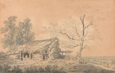 Landschap met schuur