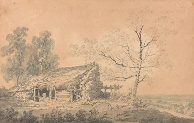 Landschap met schuur