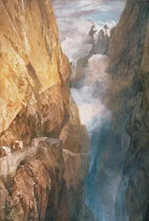 Oversteek van de Sint-Gotthard vanaf de Duivelsbrug, 1804