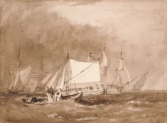 Scheepvaarttafereel met vissers