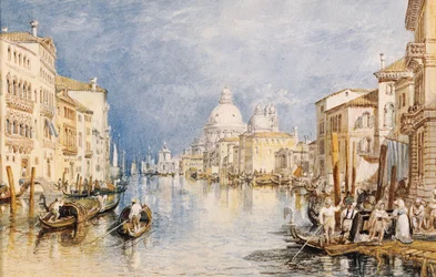Het Canal Grande, Venetië, met gondels en figuren op de voorgrond, ca. 1818
