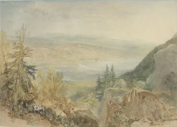 Gezicht op Farnley Hall in het dal van de Wharfe in Yorkshire