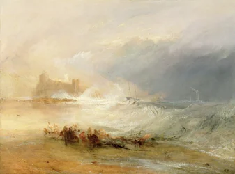 Wrak - Kust van Northumberland, met een stoomboot die een schip voor de kust helpt, 1834