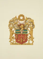 Wapenschild van de Bakkers, met inscriptie 