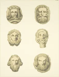 Gewelfstenen (knoppen) in het plafond van de Redcliffe Church