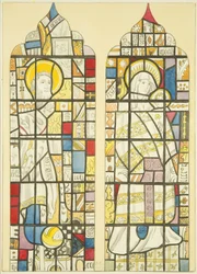 Glas-in-loodraam in het zuidraam van het zuidelijke transept van St. Mary Redcliffe