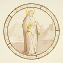 Glas-in-loodraam in de privékapel van het bisschoppelijk paleis: St. Johannes