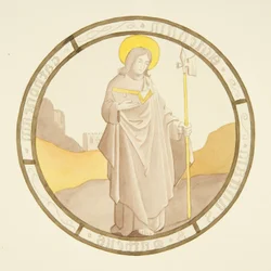 Glas-in-loodraam in de privékapel van het bisschoppelijk paleis: St. Mattheüs
