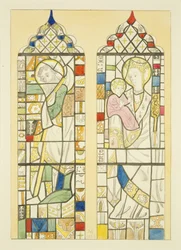 Glas-in-lood in het raam boven het doopvont van St Mary Redcliffe