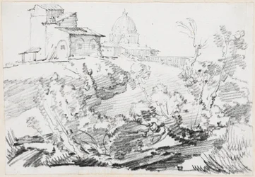 Een Gebouw op een Heuvel met Sint-Pieter in de Verte