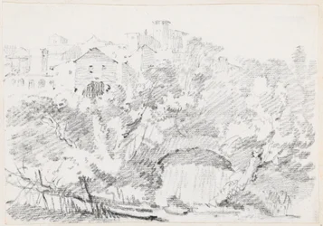 Waterval bij een Heuvelstad in Italië