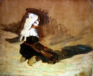 Het knielende Bretonse meisje