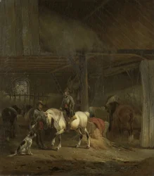 Paardenstal, ca. 1830-1840 (olieverf op paneel)