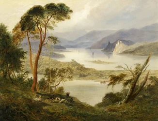 Oberwesel met kasteel Schönburg, aan de Rijn, 1840