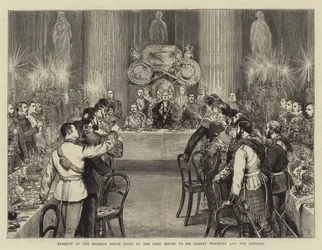 Banket in het Mansion House gegeven door de Lord Mayor aan Sir Garnet Wolseley en de officieren