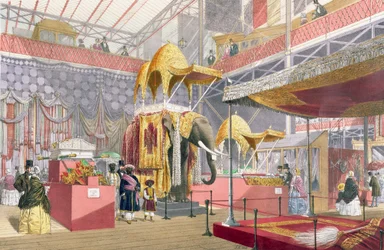 Crystal Palace, de Indiase Hof, uitgegeven door Dickinson Bros. (gekleurde litho)