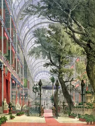 Interieur van het Crystal Palace, Hyde Park, met de Opening van de Grote Tentoonstelling in 1851
