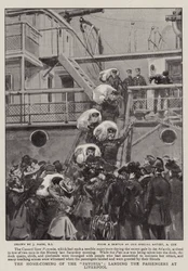 De Thuiskomst van de Pavonia, het ontschepen van de Passagiers in Liverpool