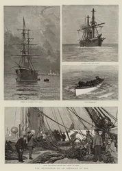 Oorlogsoefeningen van een Pantserkruiser op Zee