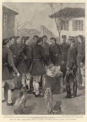 Met de Griekse hoofdkwartierstaf in Larissa, het Erzon Regiment krijgt hun déjeuner